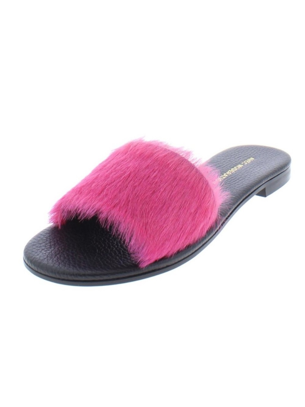 AVEC MODÉRATION Bora Bora Fuchsia Pink Pony Hair Leather Slides Sandals 36 Italy
